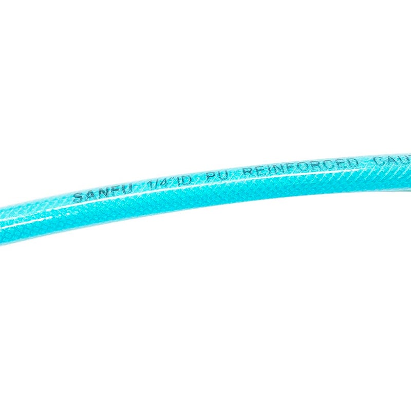SANFU Polyurethane(PU) Reinforced 1/4â€ID(6.3 x 9.8mm) x 100ft, Air Hose With 1/4â€ Swivel MNPT Solid Brass Quick Coupler and Plug, Transparent Blue(100â€™) - Image 3